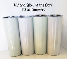 Load image into Gallery viewer, CLOSE OUT - 20 oz Straight Tumblers - UV Color Changing and Glow in the Dark