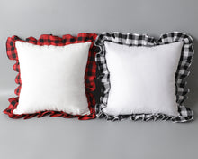Load image into Gallery viewer, CLOSE OUT - Buffalo Plaid Ruffle Pillow Cover
