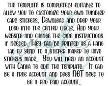 Load image into Gallery viewer, Tumbler Care Sticker - Canva Template