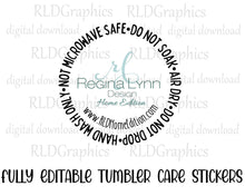 Load image into Gallery viewer, Tumbler Care Sticker - Canva Template