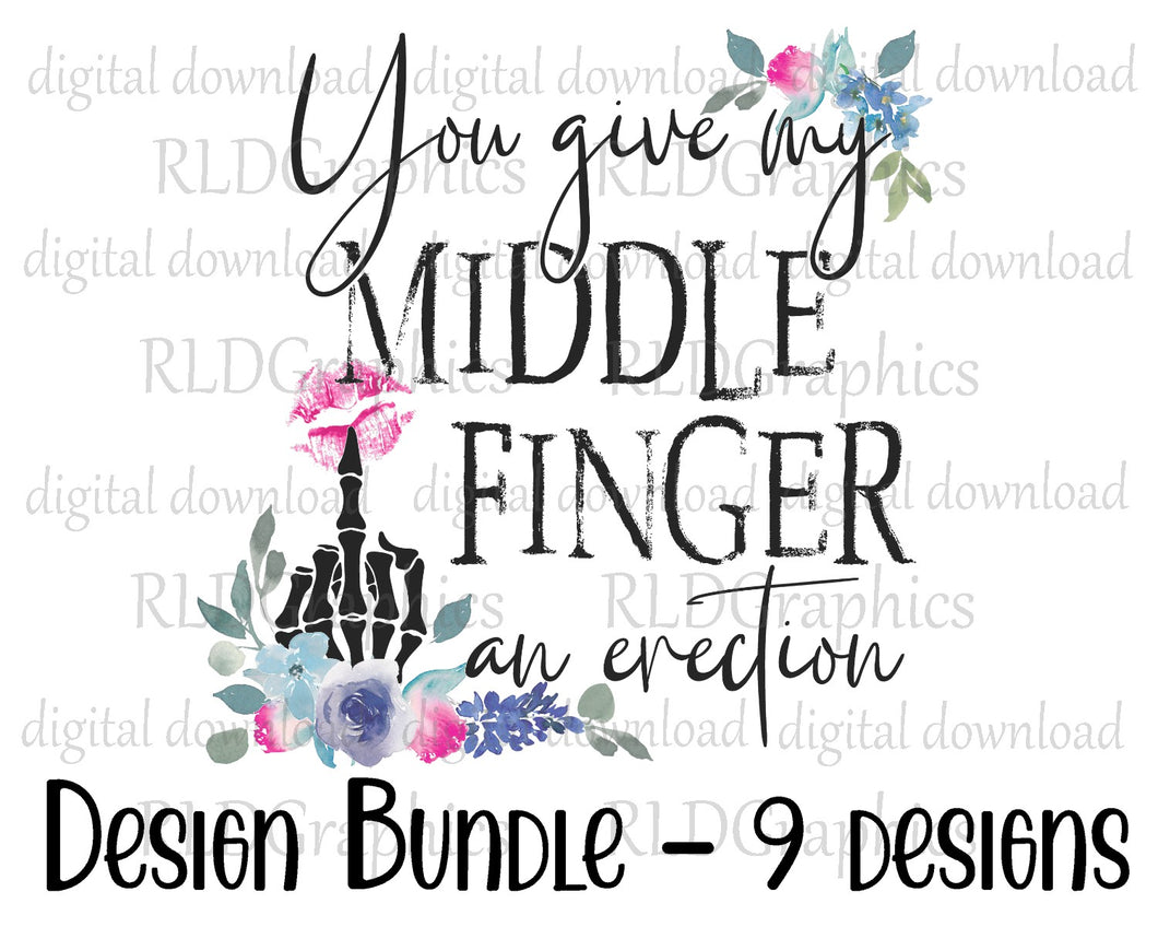 Middle Finger With Lips Bundle (9 design sizes included)