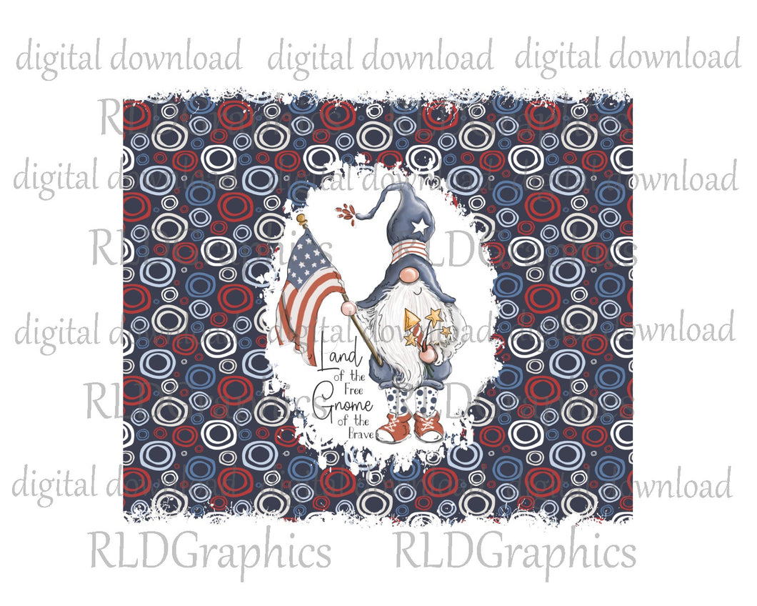 Land of the Free Gnome of the Brave (Skinny Tumbler)