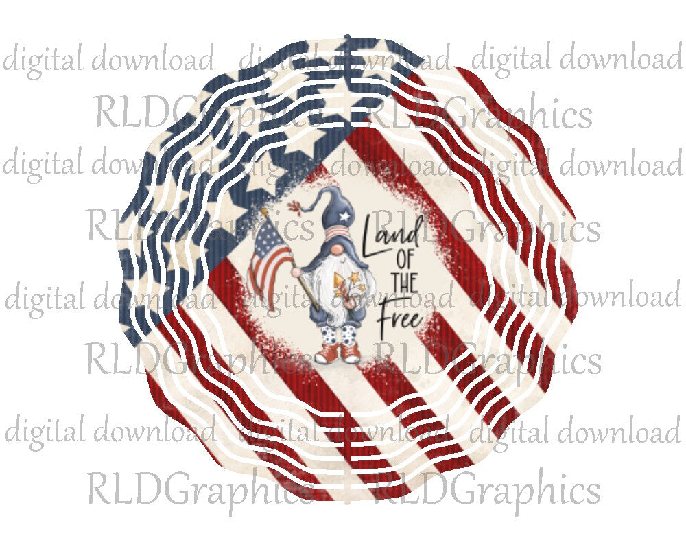 Land Of The Free American Flag (Wind Spinner)