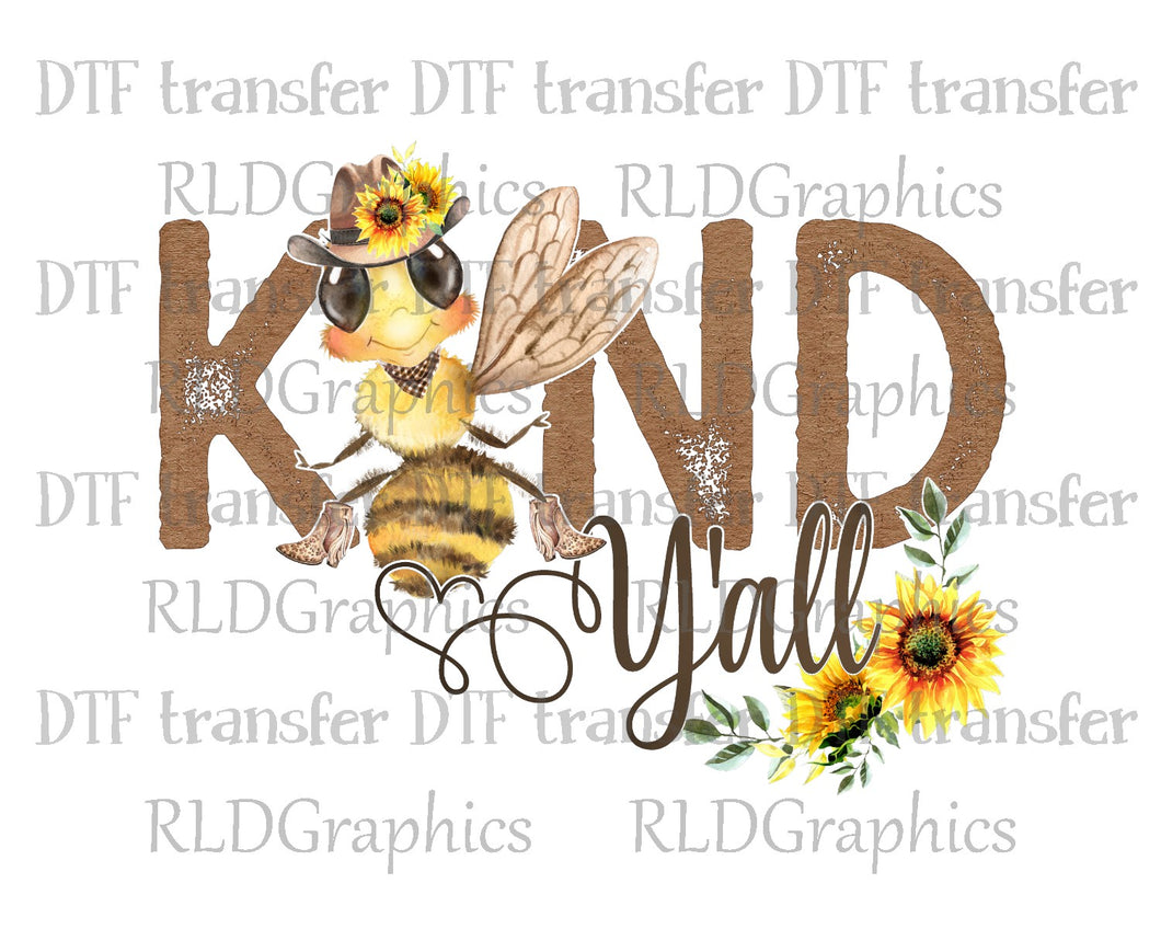 Bee Kind Y'all - DTF Transfer