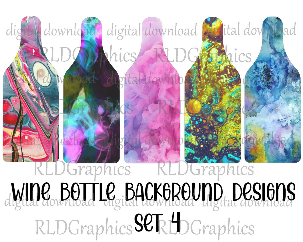 Wine Cutting Board Backgrounds Set 4 (Wine Bottle)