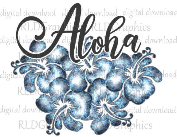 Sublimation Designs Downloads, Aloha Hibicus Flower Tropical Graphic PNG Digital Download With Commercial License