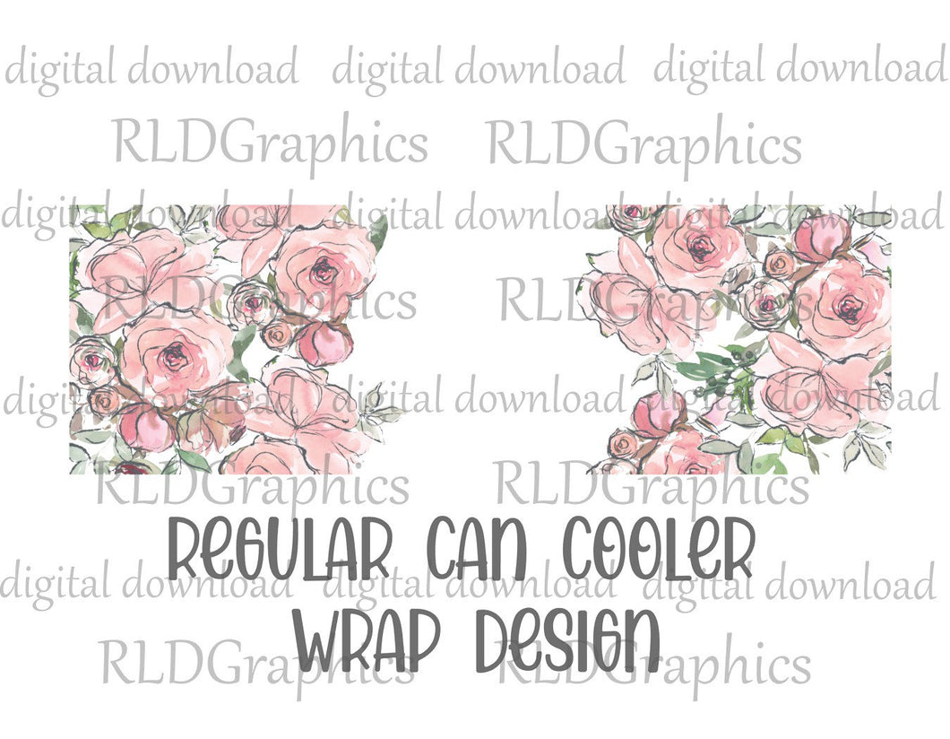 Pink Floral Wrap Design Add Your Own Saying (Can Cooler)