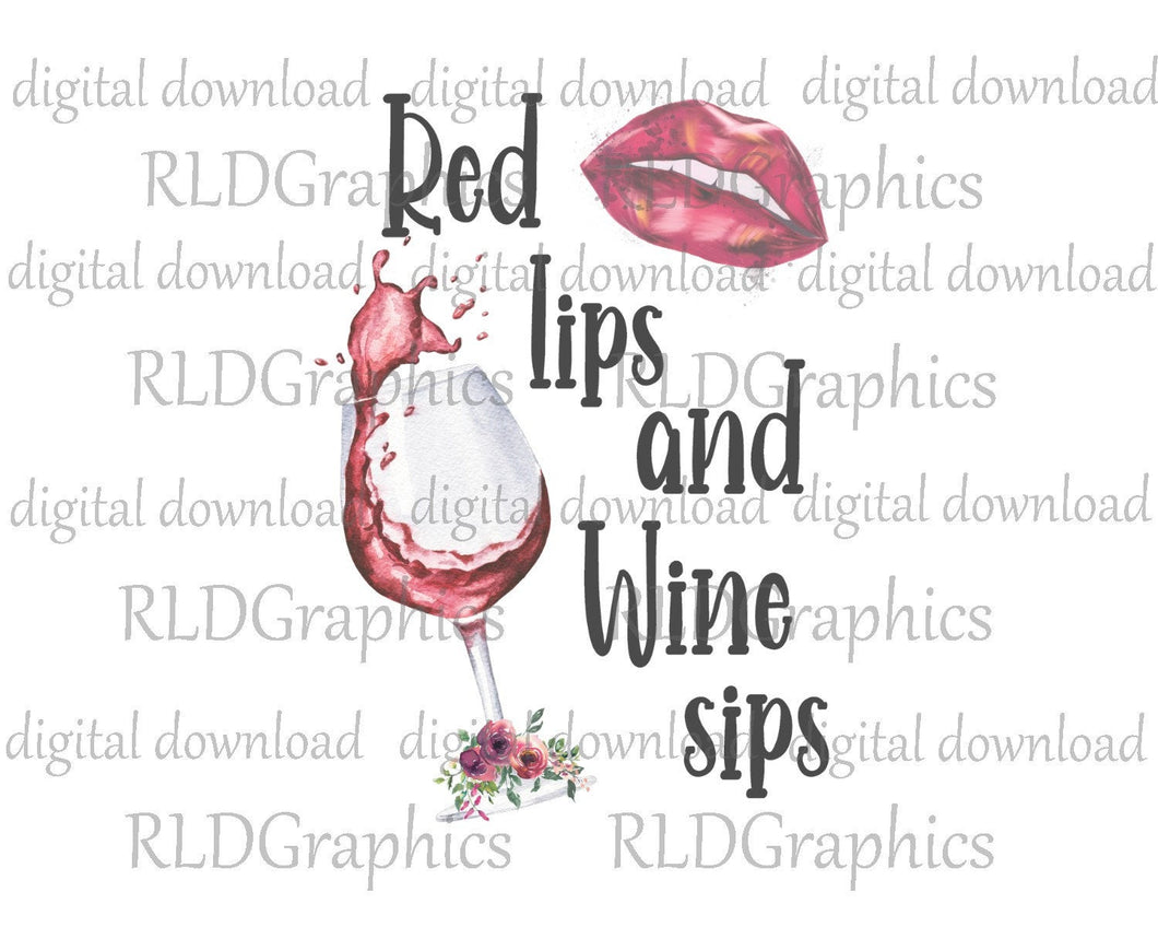 Red Lips and Wine Sips (Kitchen Towel)