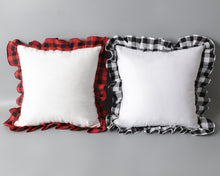 Load image into Gallery viewer, CLOSE OUT - Buffalo Plaid Ruffle Pillow Cover
