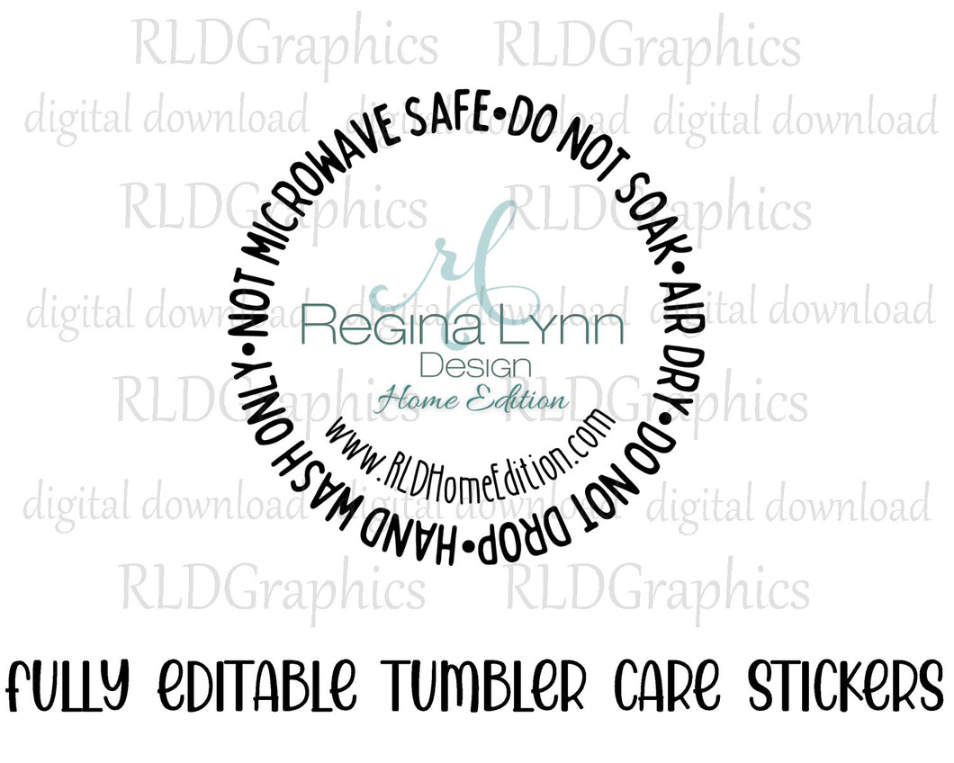 Tumbler Care Sticker - Canva Template
